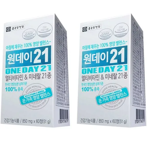 종근당건강 원데이21 멀티비타민 & 미네랄  60정, 2통
