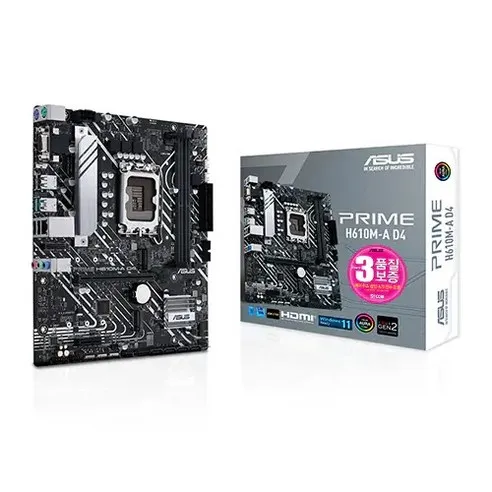 ASUS PRIME H610M-A D4 STCOM 메인보드 인텔 12세대 CPU추천 에이수스 가성비 컴퓨터 PC 메인보드