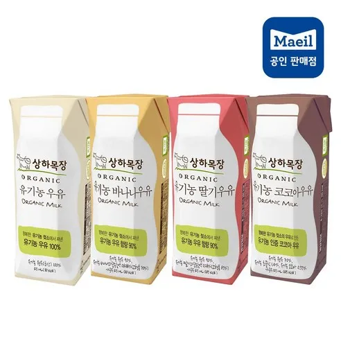 [매일유업] 상하목장 유기농우유 125ml 흰우유12+딸기4+바나나4+코코아4(총24팩)