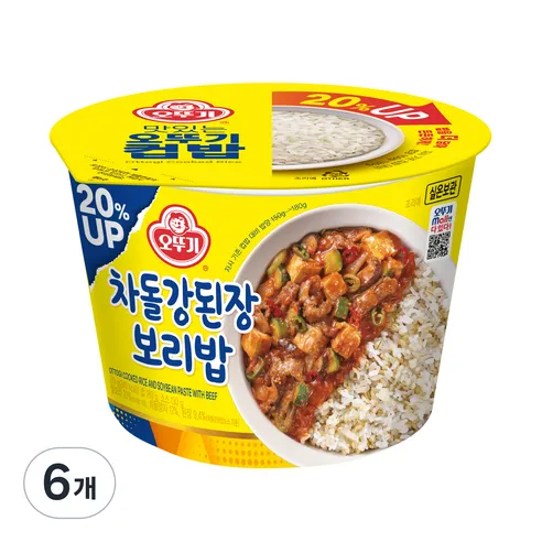 오뚜기 차돌 강된장 보리밥 컵밥  310g, 6개