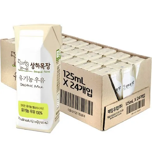 상하목장 유기농 우유  125ml, 24개