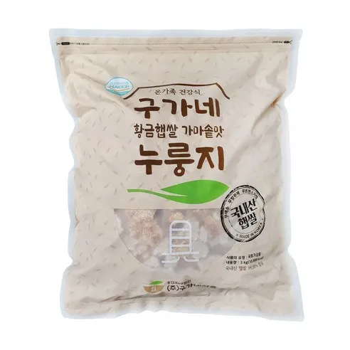 구가네식품 황금햅쌀 가마솥맛 누룽지  3kg, 1개