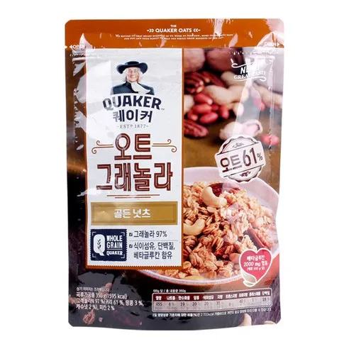 롯데제과 퀘이커 오트 그래놀라 시리얼 골든넛츠  350g, 1개
