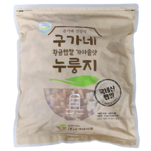 구가네식품 황금햅쌀 가마솥맛 누룽지, 3kg, 1개