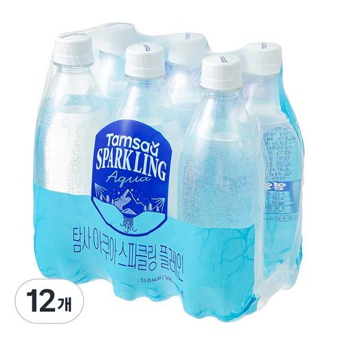 탐사 아쿠아 스파클링 플레인 무라벨, 500ml, 12개