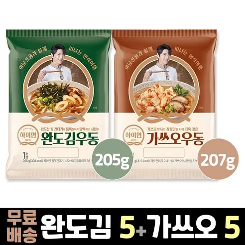 삼립 하이면 완도김우동 5봉 + 가쓰오우동 5봉