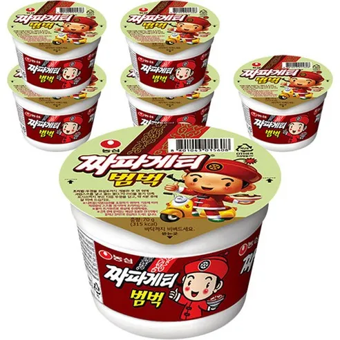 농심 짜파게티 범벅 미니 컵라면 70g, 6개