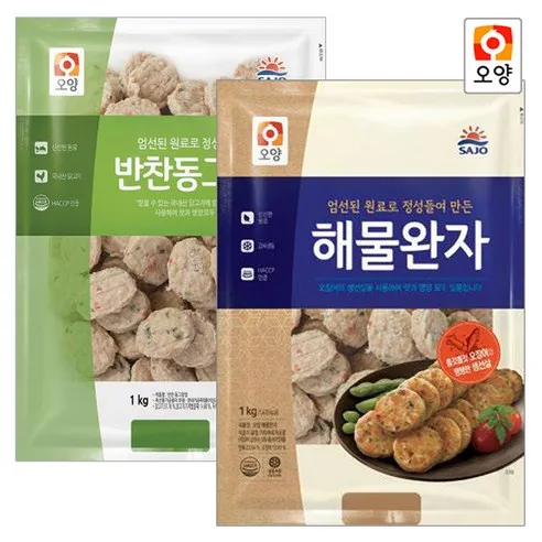 [퀴클리몰] 사조오양 반찬 동그랑땡 1kg + 해물완자